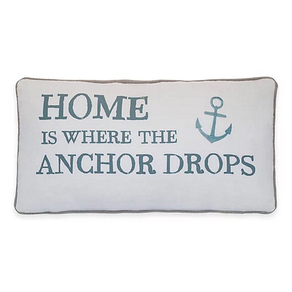 new Provincetown 12x24 Feather-Filled Pillow with Home is Where the Anchor Drops - Picture 2 of 6